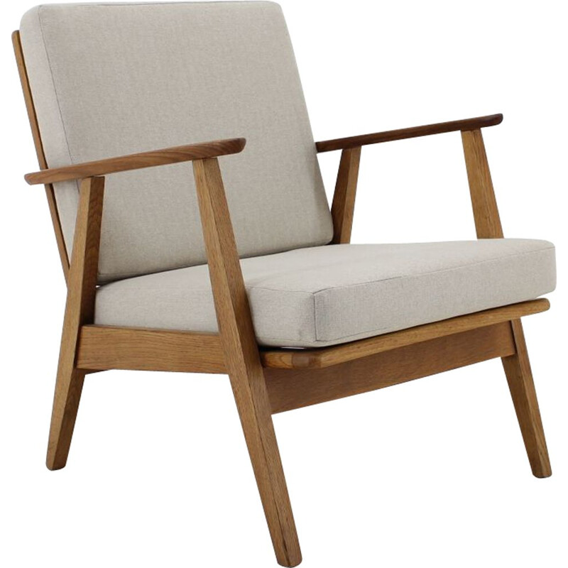 Vintage danish armchair in oak teak and fabric 1960