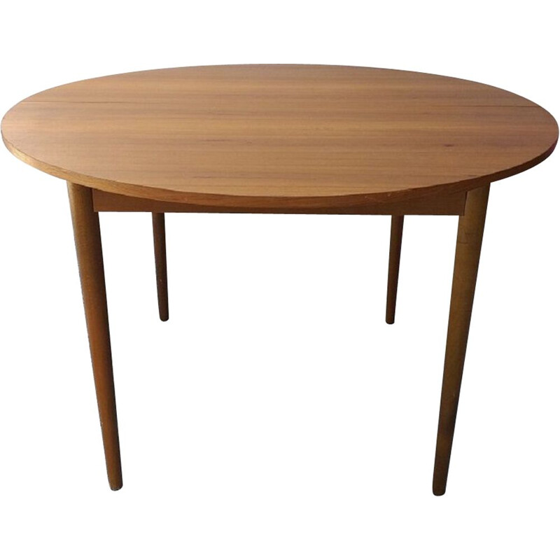Vintage scandinavian round table made of teak wood 1960