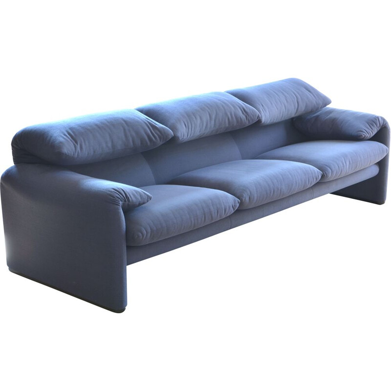 Maralunga vintage sofa for Cassina in blue fabric