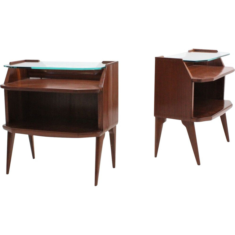 Pair of vintage italian nightstands in rosewood 1950s