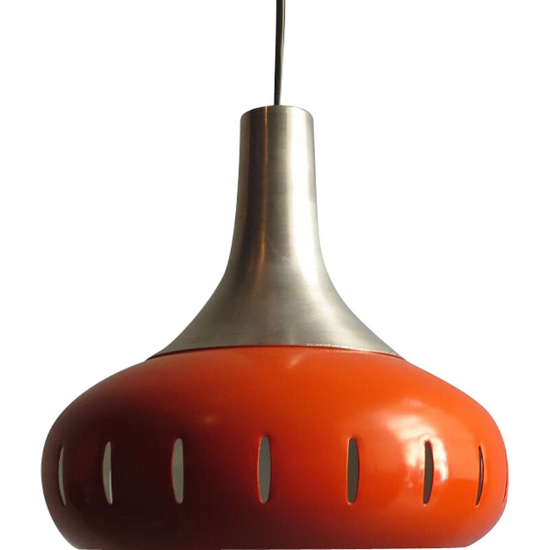 Vintage hanging lamp in metal orange 1970s