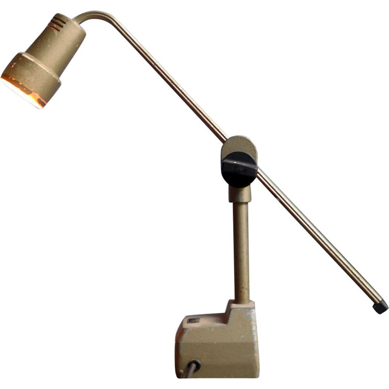 Vintage industrial adjustable table lamp in iron and plastic, 1950