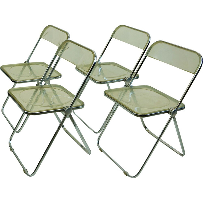 Set of 4 vintage  Plia Folding Chairs by Giancarlo Piretti, 1967