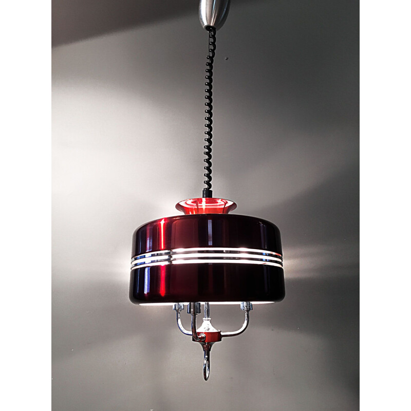 Anodised aluminium vintage pendant light by Jean Gandelin. 1970