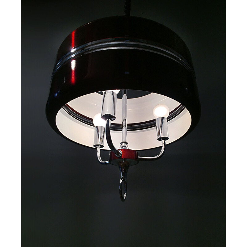 Anodised aluminium vintage pendant light by Jean Gandelin. 1970