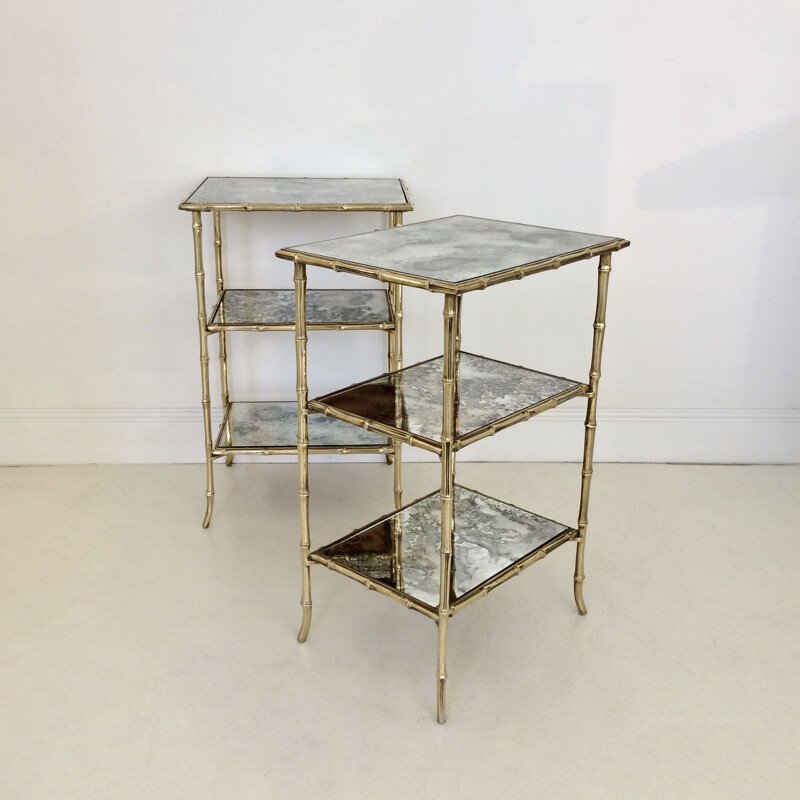 Set of 2 vintage side table, Maison Baguès, 1960, France.