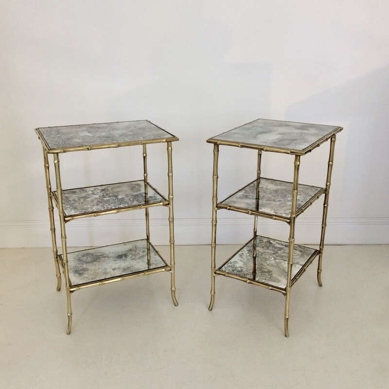 Set of 2 vintage side table, Maison Baguès, 1960, France.