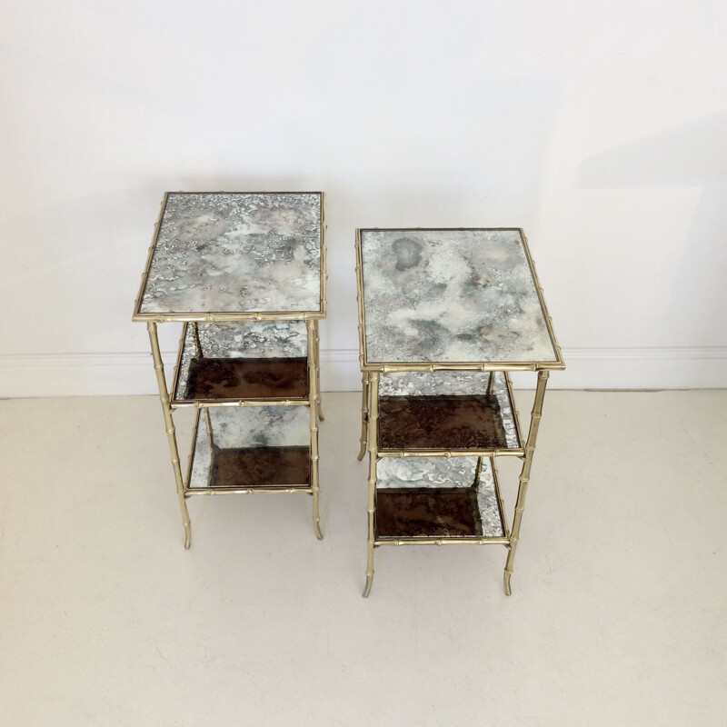 Set of 2 vintage side table, Maison Baguès, 1960, France.