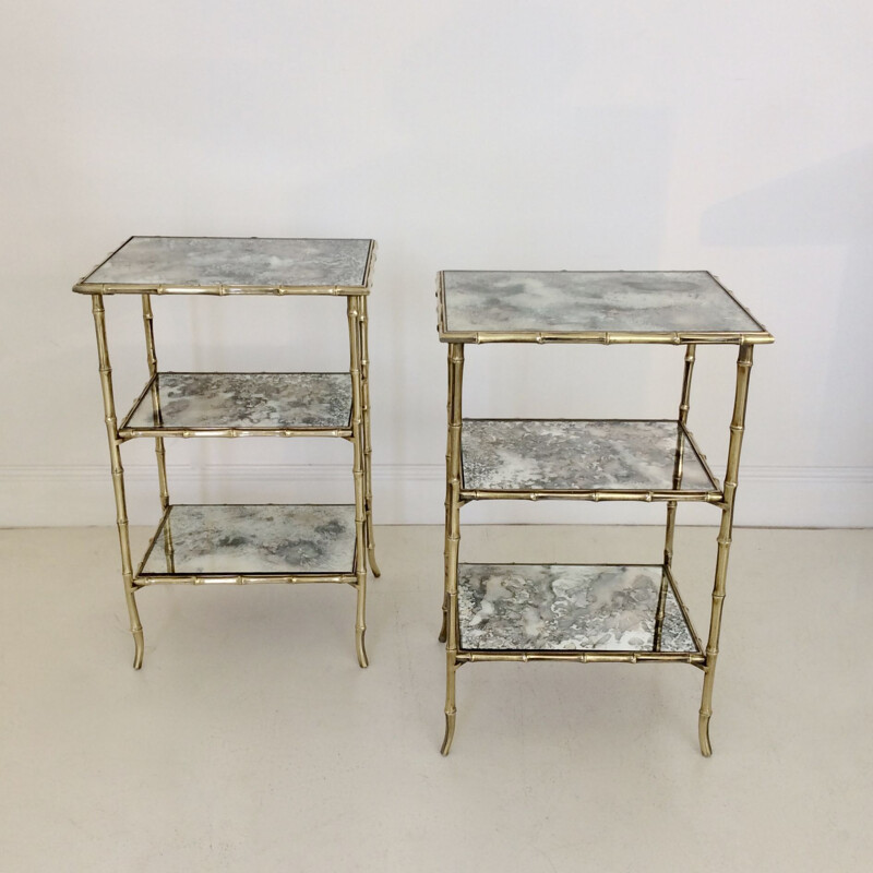 Set of 2 vintage side table, Maison Baguès, 1960, France.