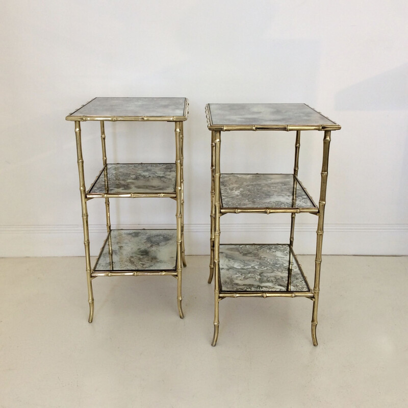 Set of 2 vintage side table, Maison Baguès, 1960, France.