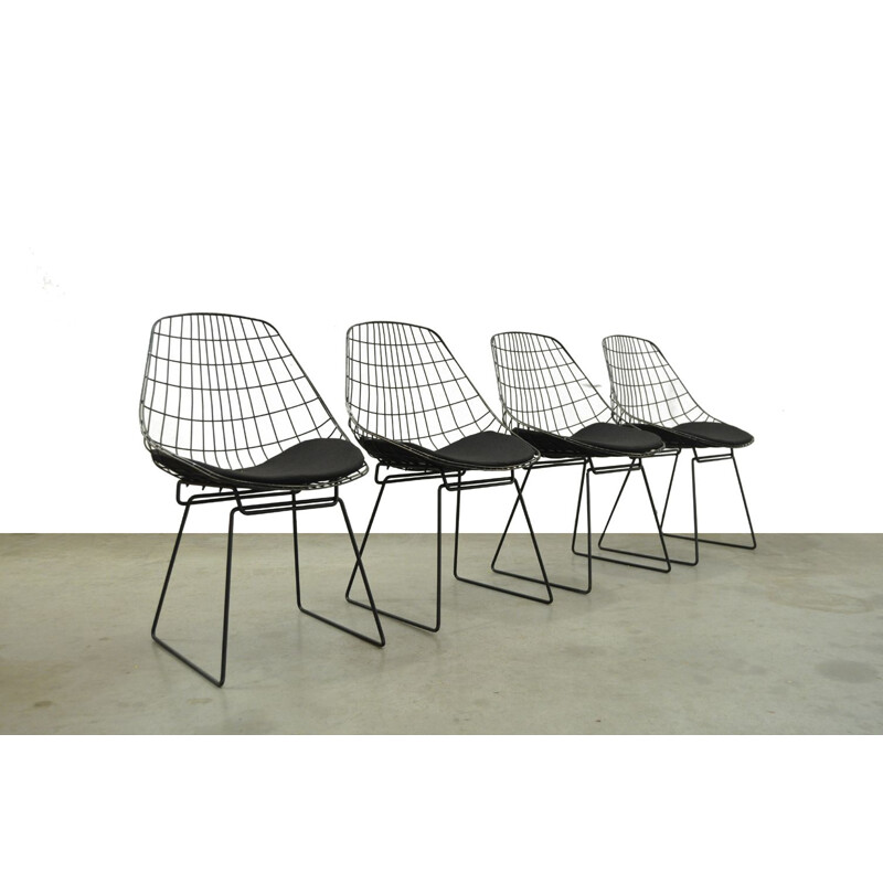 Set of 4 Vintage Wire Chairs SM05 by Cees Braakman for Pastoe, 1960s