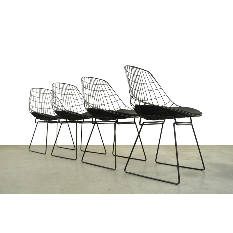 Set of 4 Vintage Wire Chairs SM05 by Cees Braakman for Pastoe, 1960s