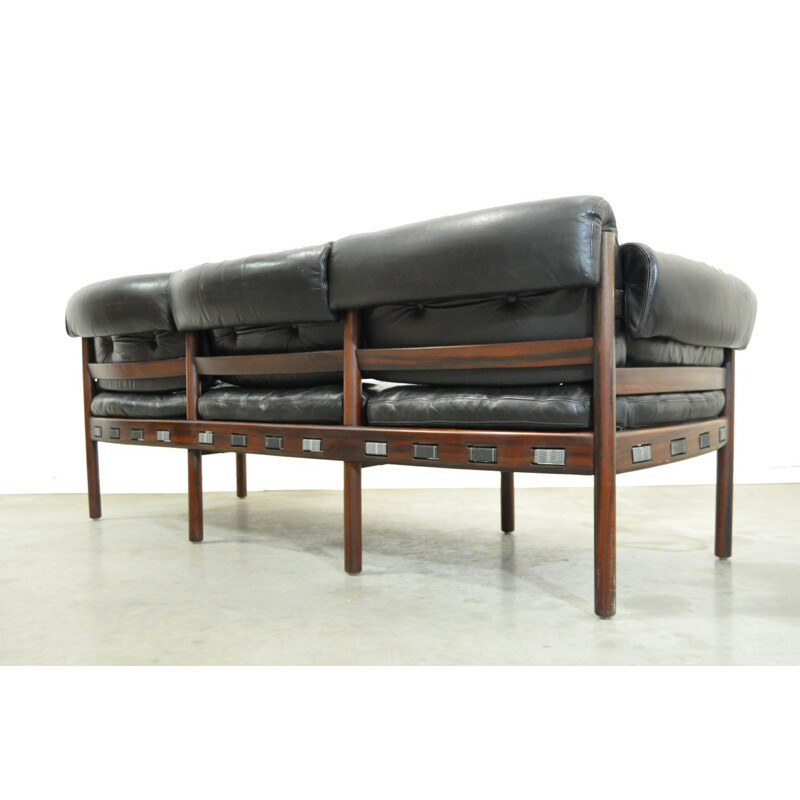 3 seater Vintage sofa from COJA, black leather , Sweden, 1960