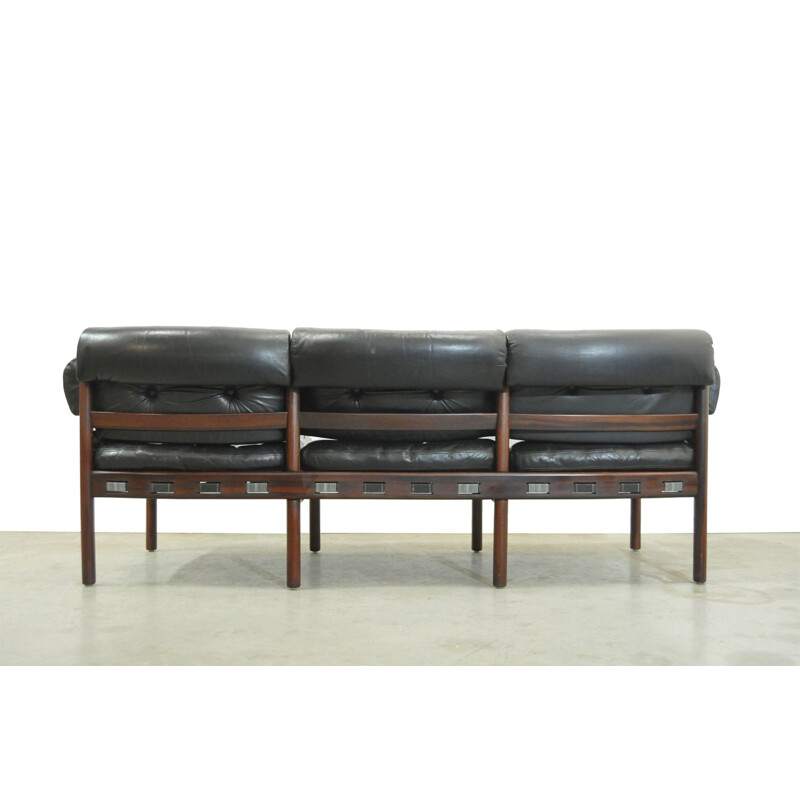 3 seater Vintage sofa from COJA, black leather , Sweden, 1960