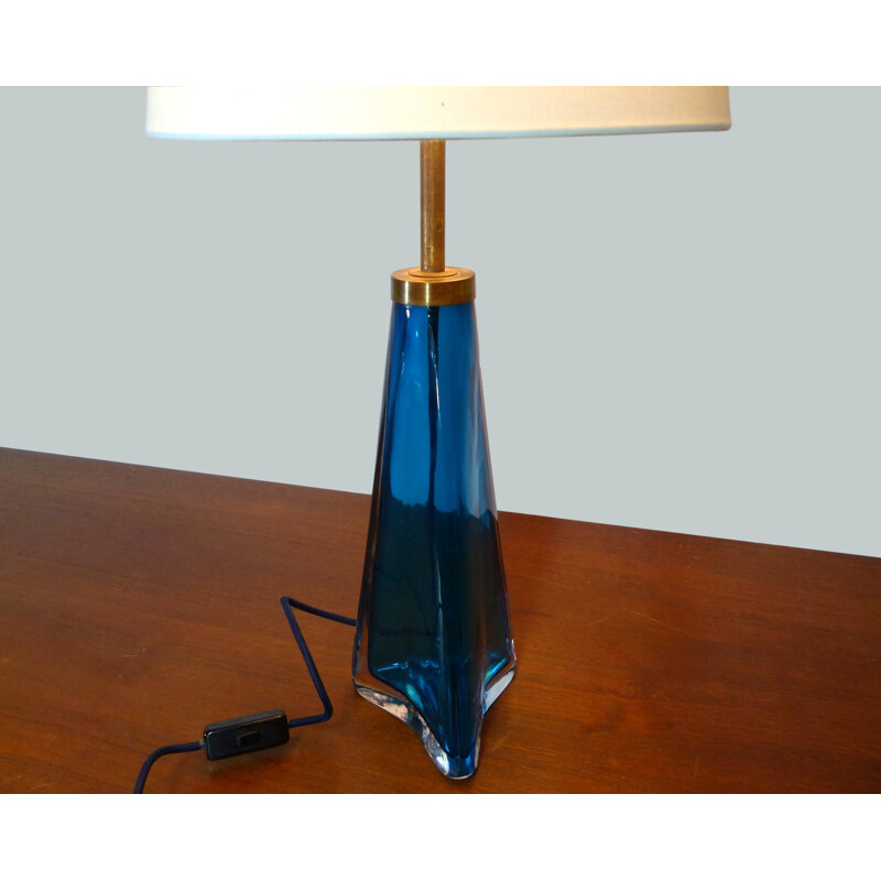 Lampe  vintage en verre bleu par Orrefors, 1960 