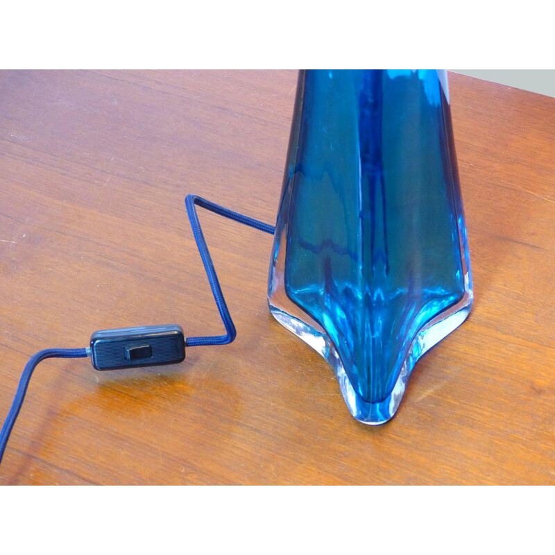 Lampe  vintage en verre bleu par Orrefors, 1960 