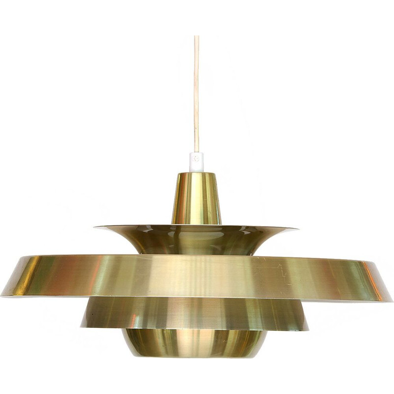 Vintage Danish Gold coloured aluminium hanging lamp from Super Light, Denmark 1960s