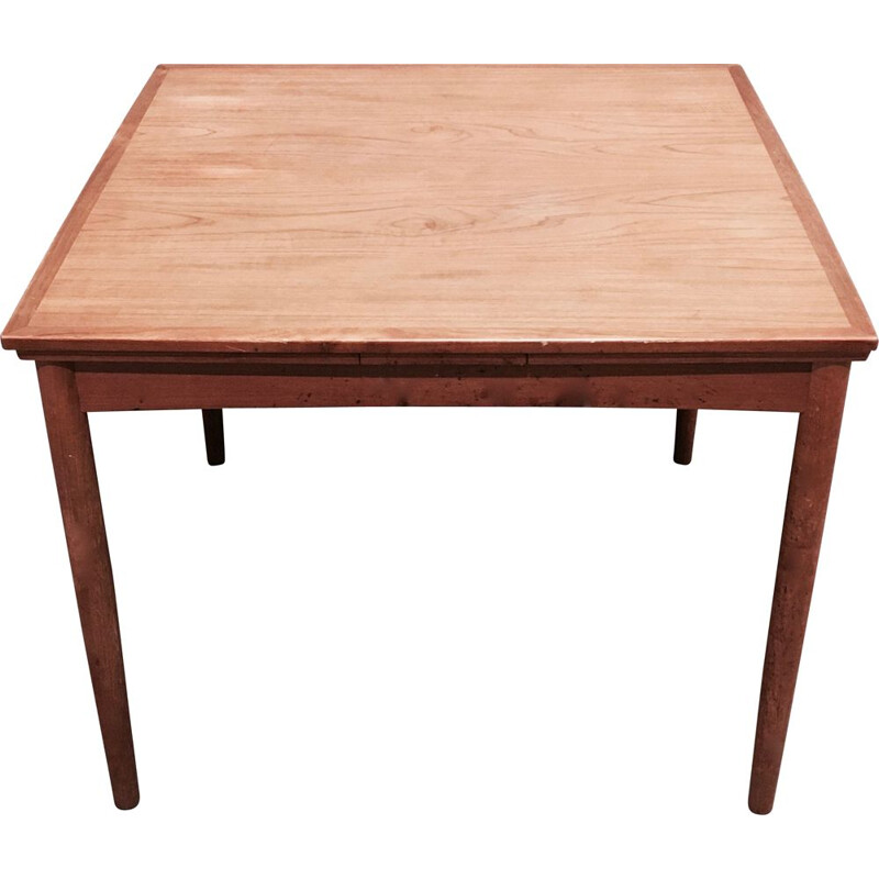 Square vintage dining table with extensions, Scandinavian design, 1950s