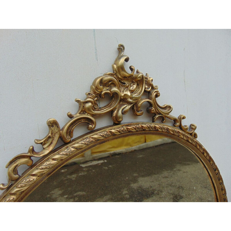 Vintage brass mirror with ornaments, 1950