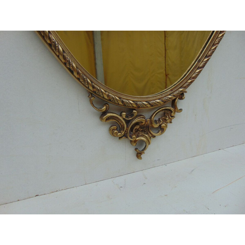 Vintage brass mirror with ornaments, 1950