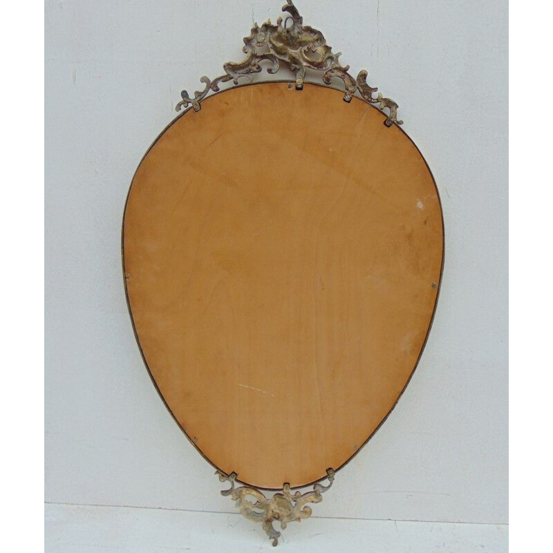 Vintage brass mirror with ornaments, 1950