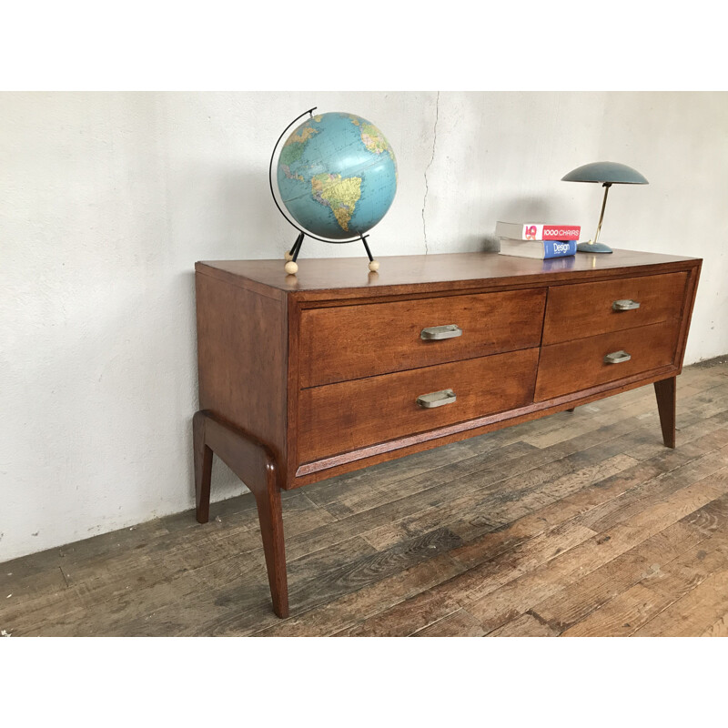 Scandinavian modernist vintage sideboard with compass legs, 1950