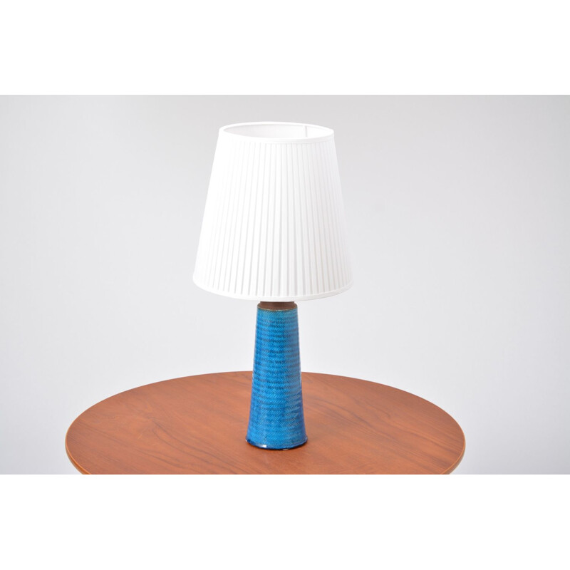 Vintage Danish stoneware table lamp with turquoise glazing by Nils Kähler, 1960s