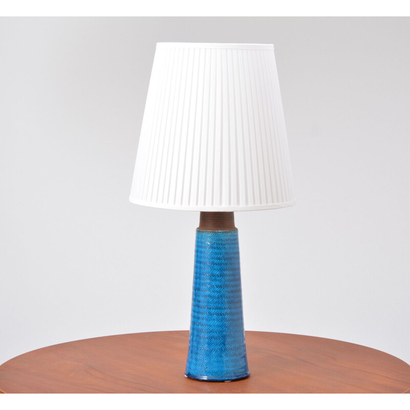 Vintage Danish stoneware table lamp with turquoise glazing by Nils Kähler, 1960s