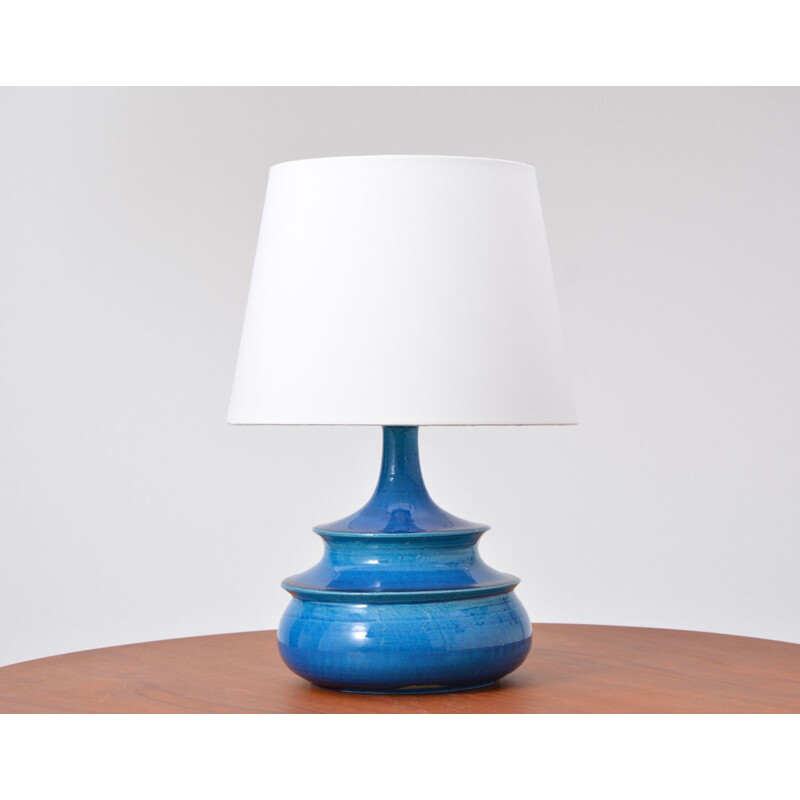 Vintage Table Lamp Turquoise Glazed by Nils Kähler, Denmark1960s
