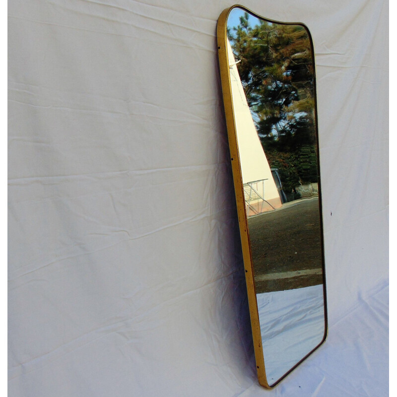 Large golden vintage mirror in brass, 1950