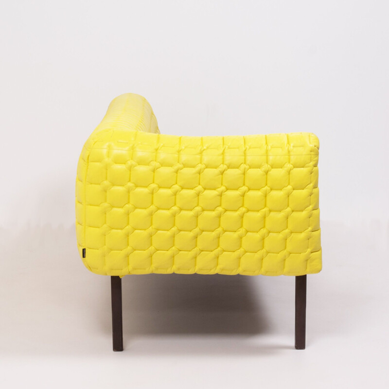 Vintage Sofa, Ruché Model in Yellow Leather Sofa by Inga Sempé for Ligne Roset, 2010