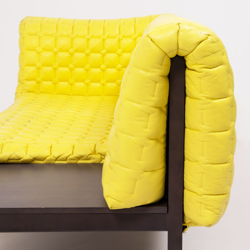 Vintage Sofa, Ruché Model in Yellow Leather Sofa by Inga Sempé for Ligne Roset, 2010