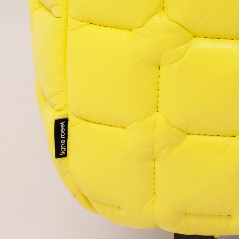 Canapé Vintage en cuir jaune, Modèle Ruché par Inga Sempé pour Ligne Roset, 2010