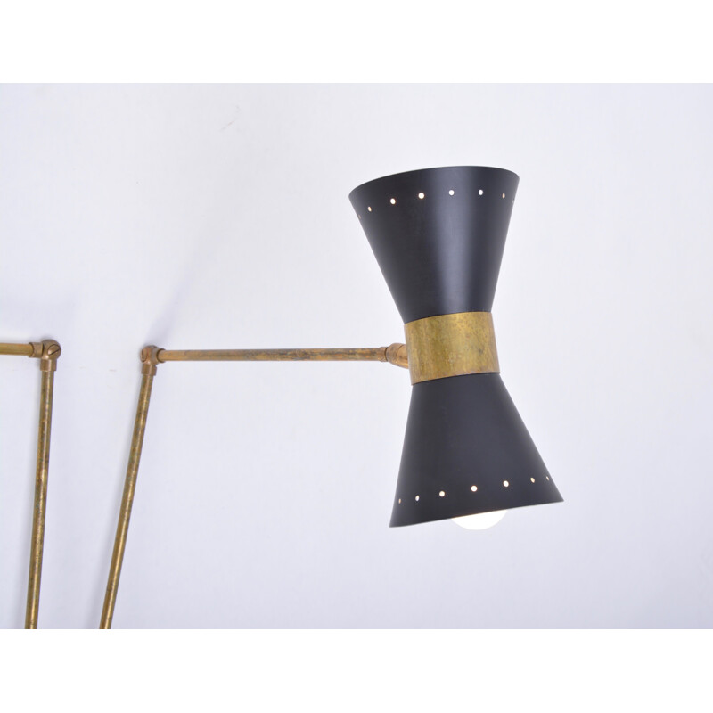 Vintage Wall Lamp Adjustable, Metal with Brass Elements, Italy