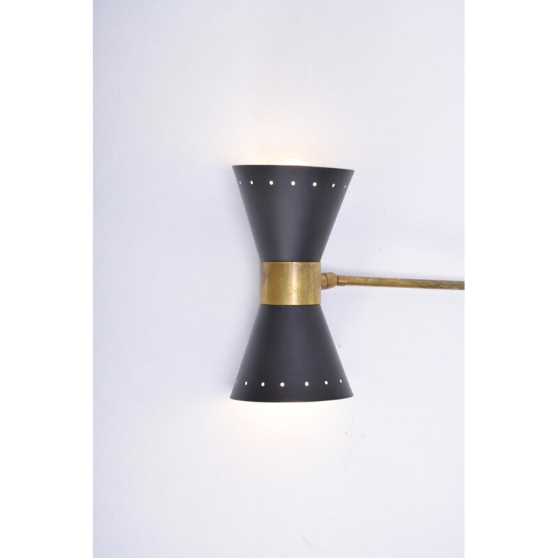 Vintage Wall Lamp Adjustable, Metal with Brass Elements, Italy