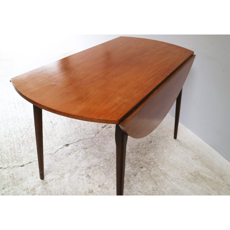 English drop leaf vintage dining table, teak, 1970s