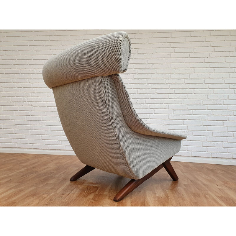 Vintage loungechair and foot stool by Illum Wikkelsø, Denmark, teak wood, 1970s