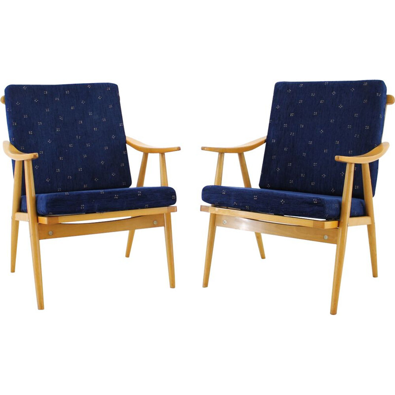 Set of 2 vintage Armchairs, Czechoslovakia, 1960s 