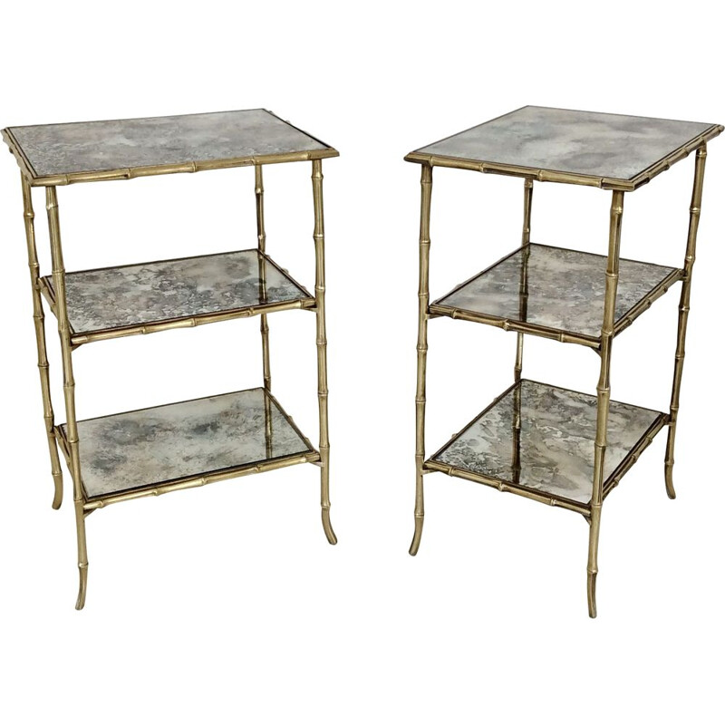 Set of 2 vintage side table, Maison Baguès, 1960, France.