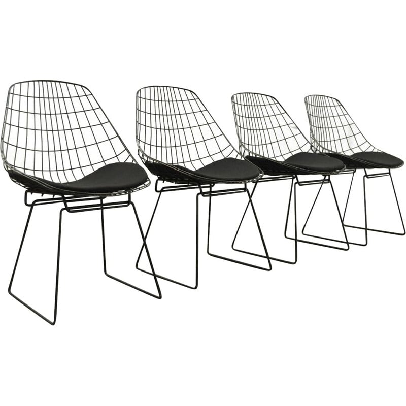 Ensemble de 4 chaises Wire vintage SM05 par Cees Braakman pour Pastoe, 1960