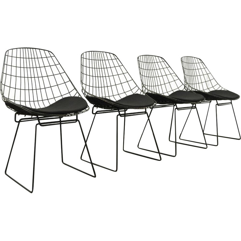 Set of 4 Vintage Wire Chairs SM05 by Cees Braakman for Pastoe, 1960s
