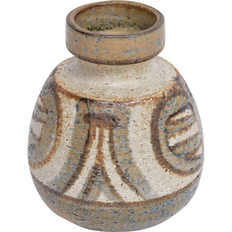 Vintage Small Danish Vase in ceramic, Noomi BACKHAUSEN for Soholm Stentoj, 1970s