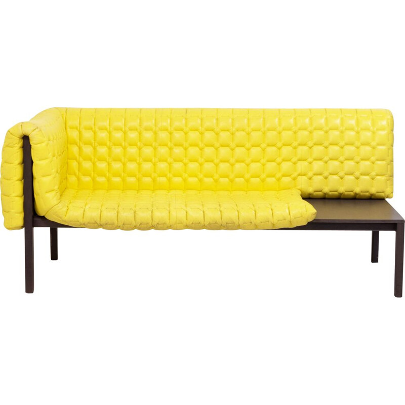 Vintage Sofa, Ruché Model in Yellow Leather Sofa by Inga Sempé for Ligne Roset, 2010