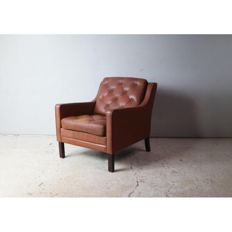 Vintage danish leather armchair, 1970s