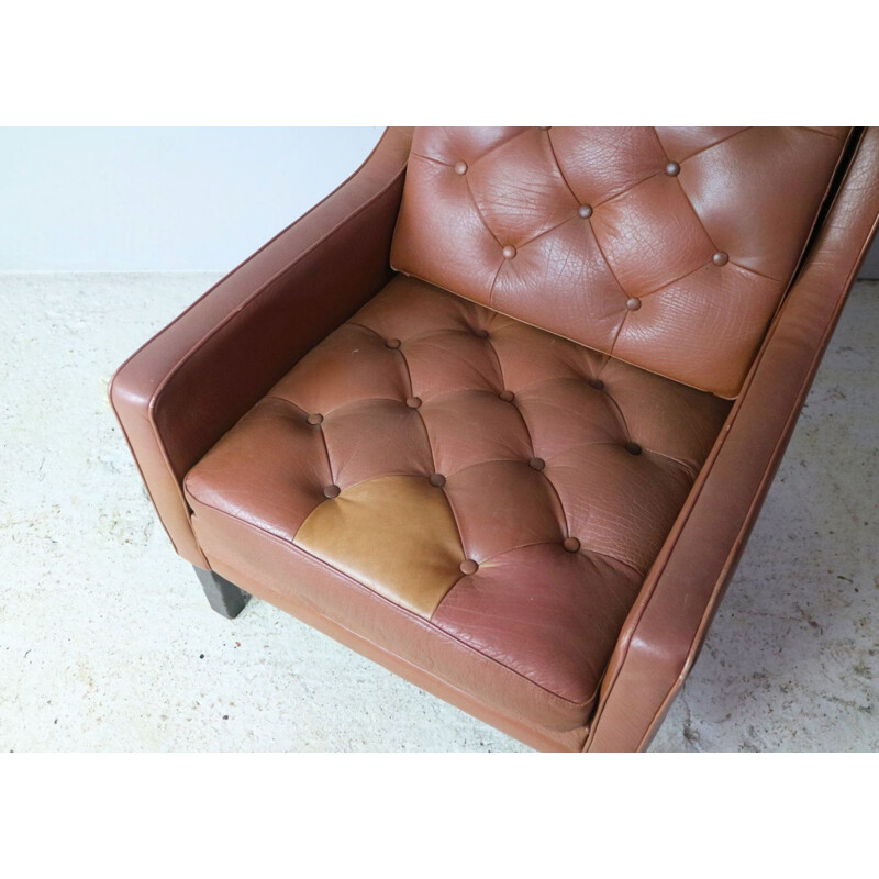 Vintage danish leather armchair, 1970s