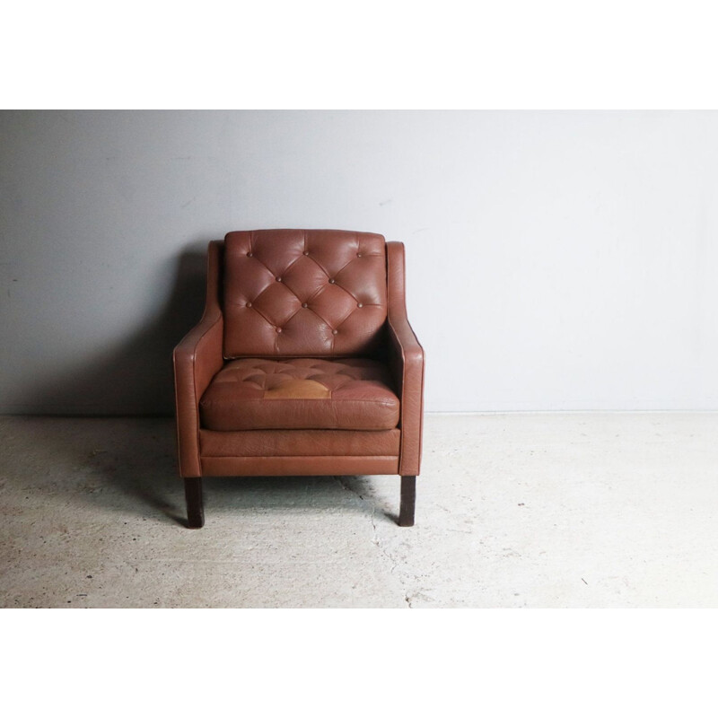 Vintage danish leather armchair, 1970s