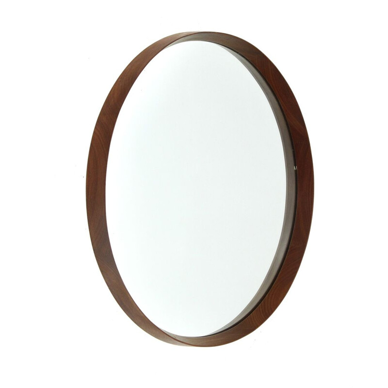 Vintage Round Italian  Mirror with wooden frame, 1960s