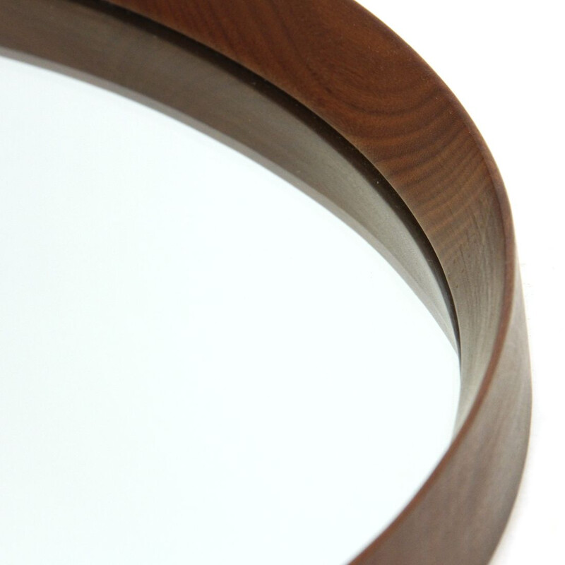 Vintage Round Italian  Mirror with wooden frame, 1960s