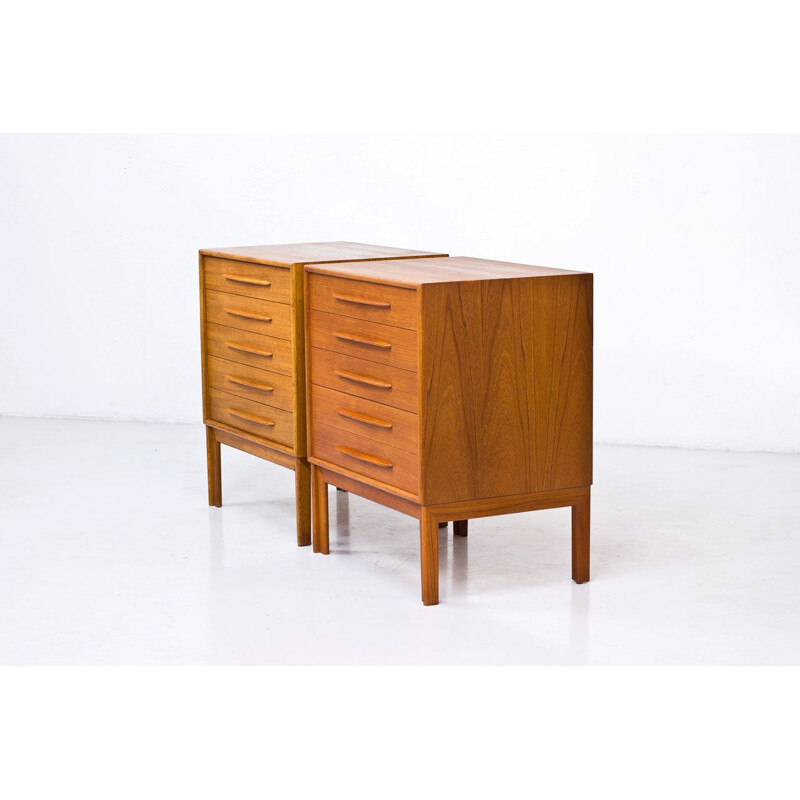 Vintage Pair of Chest of Drawers in Teak by Alf Svensson for Bjästa Möbelfabrik, Sweden, 1960s