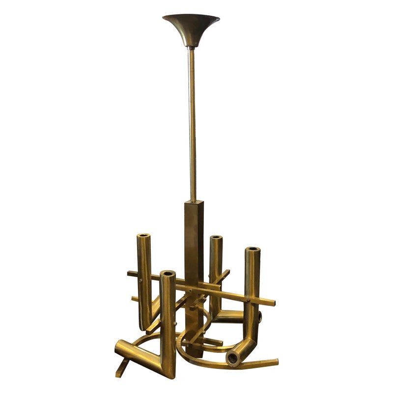 Vintage Italian brass  chandelier, 1960s